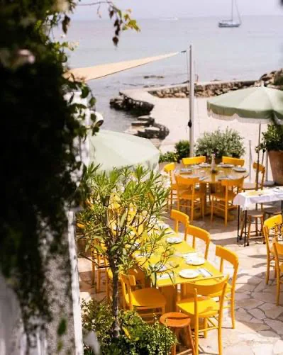 Restaurant terrace facing the sea near Cap d’Antibes.