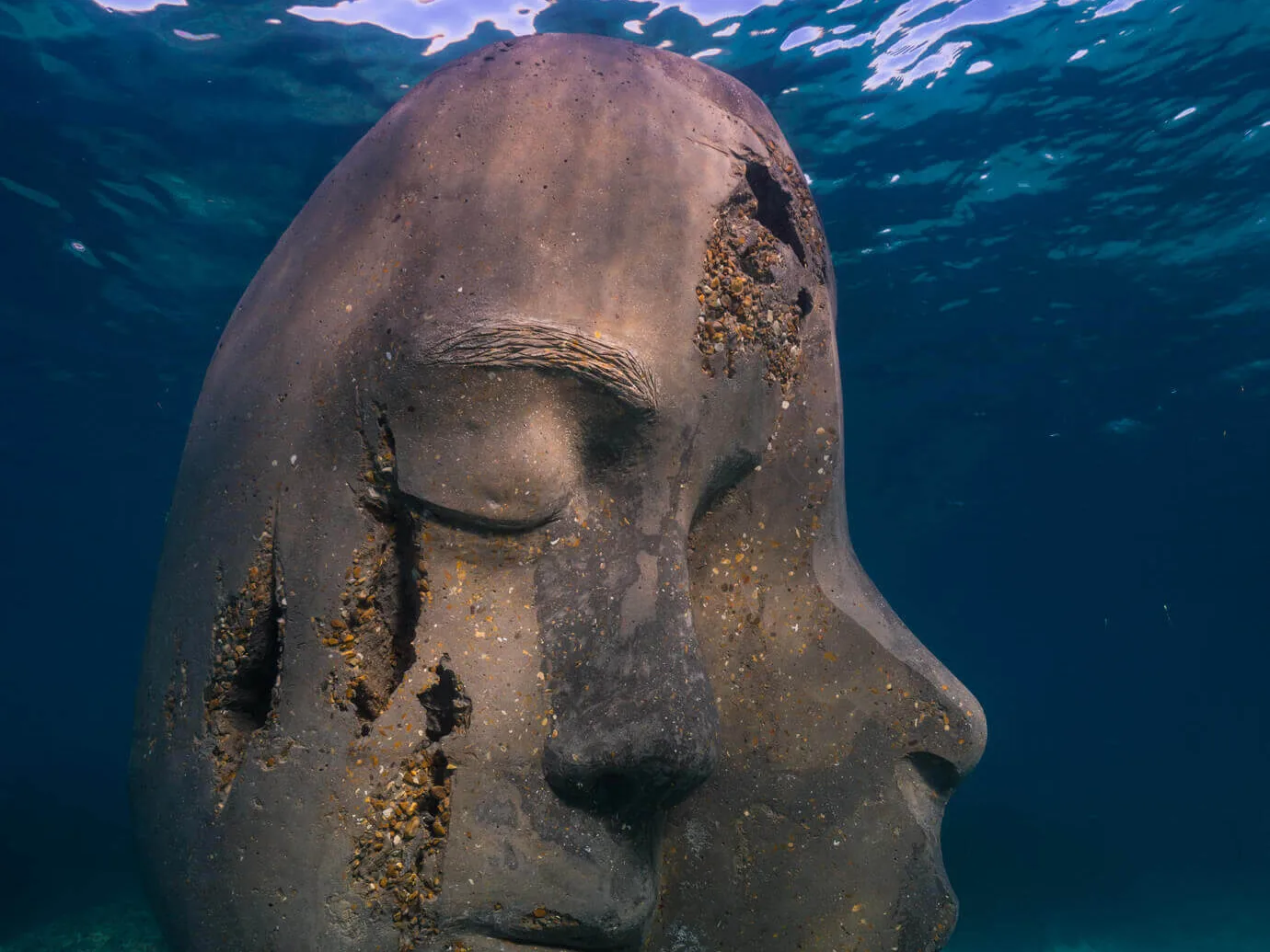 Submerged sculpture in the underwater eco-museum of the Îles de Lérins.