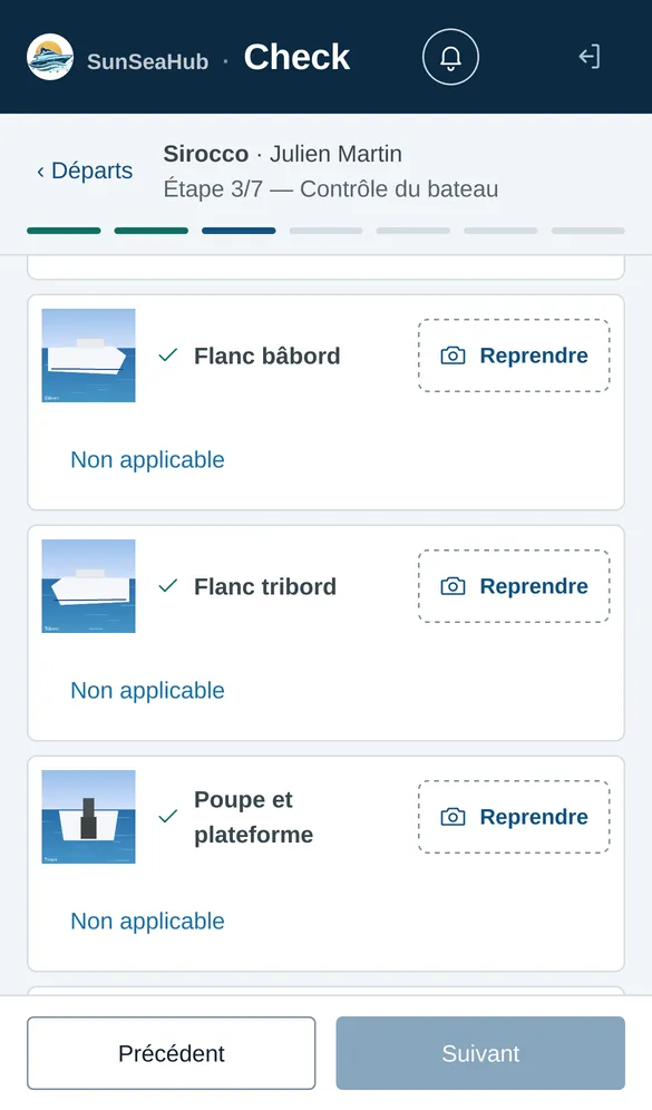 The Check dock app: the departure photo plan.